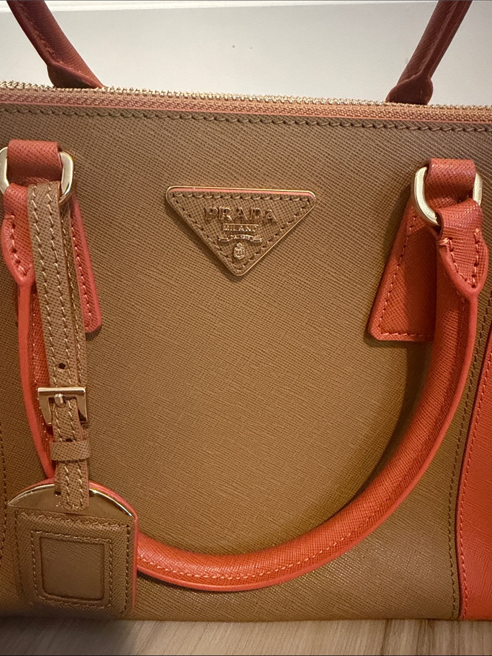 Prada Saffiano Lux Colorblock Medium Galleria Double Zip Tote - Picture 2 of 7